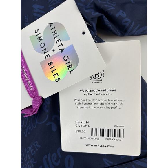NEW Athleta Girl Simone Biles Convertible Jacket XL (14) Navy Blue NWT $99 MSRP - Picture 16 of 16